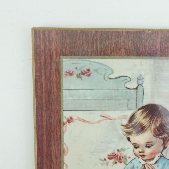 Vintage Bonella Milano Italy Print on Wood Boy Praying Childs Room - Picture 2 of 11